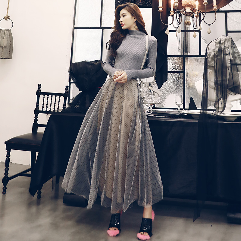 2018初秋新款針織衫半身裙網紅淑女風毛衣兩件套裙子時尚套裝女