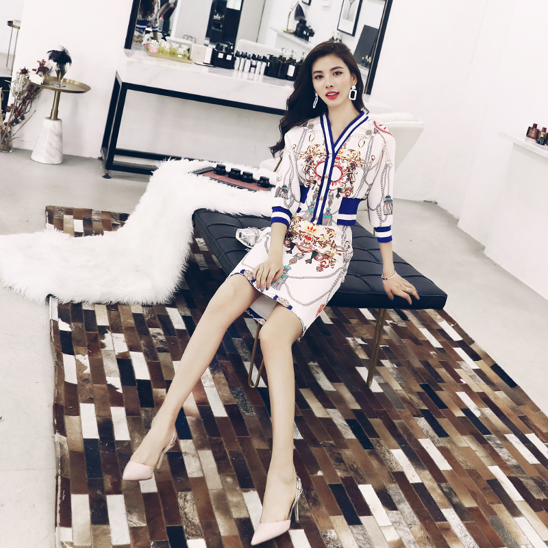 名媛氣質2018秋裝新款印花休閑時髦套裝女裝夾克半身裙運動兩件套