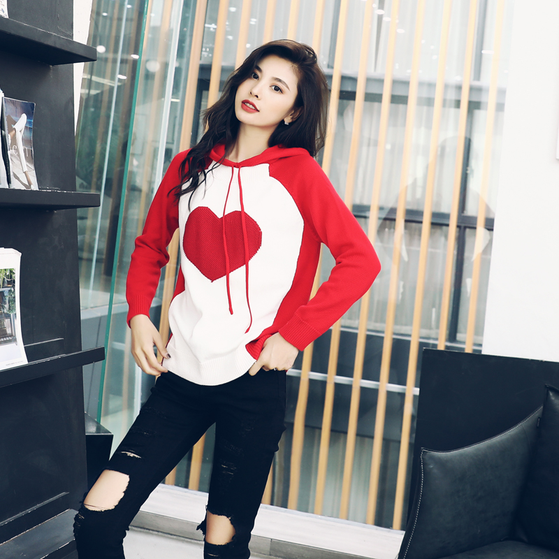 2018新款洋氣套裝女秋裝氣質針織衫長袖上衣牛仔破洞小腳褲兩件套