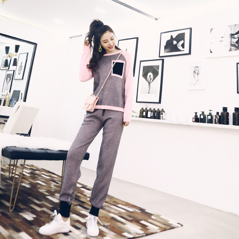 毛衣秋裝女2018新款套裝時尚網紅兩件套針織衫女神氣質洋氣季俏皮