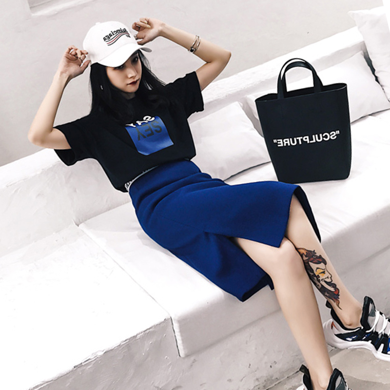 2018夏新款imiss冷淡風連衣裙女神范氣質寬松中長款兩件套裝裙子