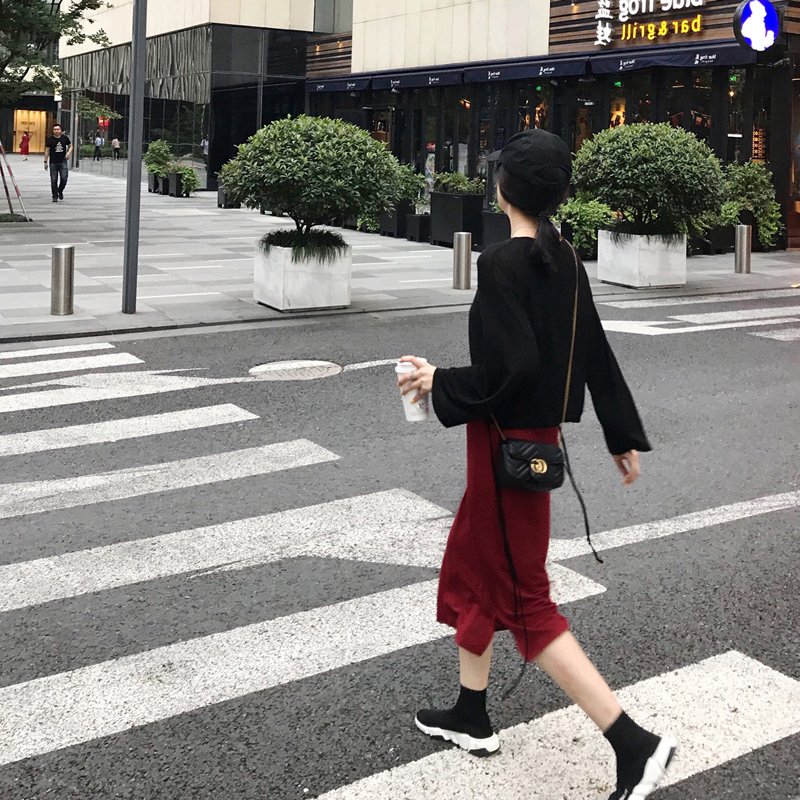 晚晚風復古寬松精神社會bf酷帥氣秋季嘻哈怪味少女網紅兩件套裝潮